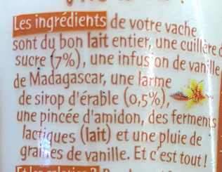 Vache à boire vanille de Madagascar - Ingredients - fr