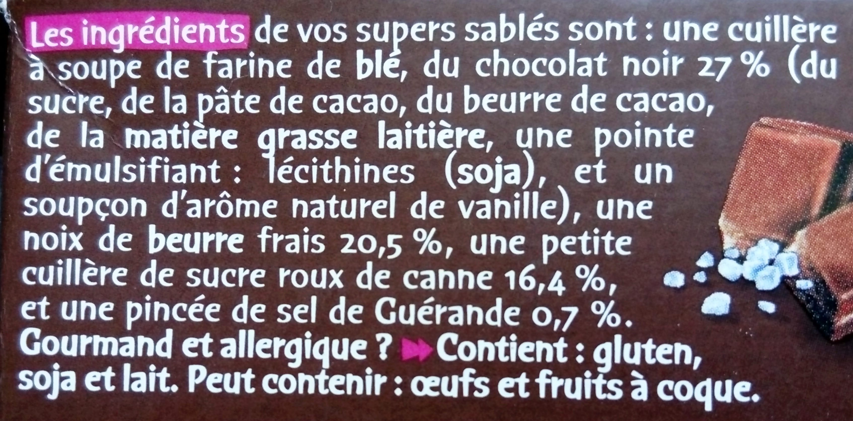 Sablés au chocolat noir et sel de Guérande 178g - Ingrediënten - fr