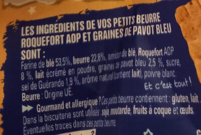Petit beurre apéritif au Roquefort et graines de pavot bleu - Ingrediënten - fr