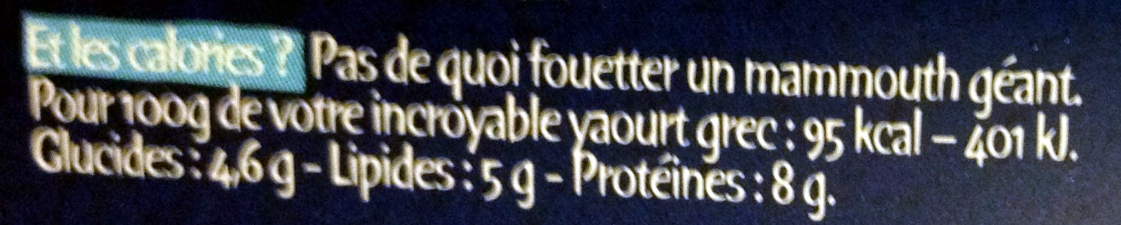 Le yaourt grec nature - Nutrition facts - fr