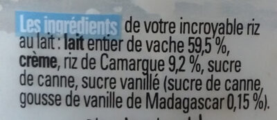 Riz au lait vanille de Madagascar - Ingredients - fr