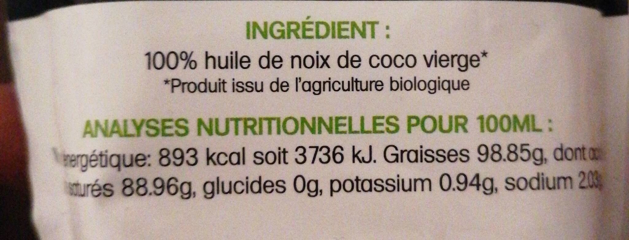 Huile de coco - Nutrition facts - fr