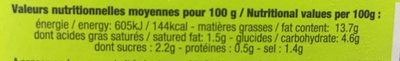 Fiche nutrition Sauce Salade Ilou 5 L