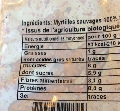 Myrtille Sauvage - Nutrition facts - fr