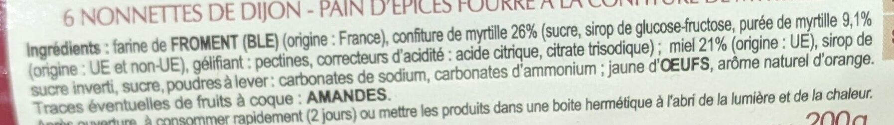 Nonnettes myrtille - Ingrédients