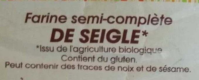 Farine semi-complète de seigle bio - Ingredients - fr