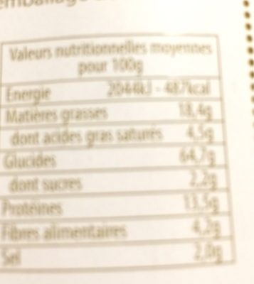 Gressins au Sésame - Nutrition facts - fr