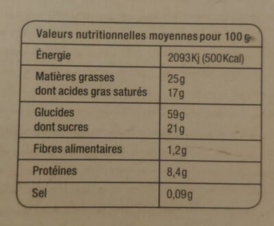 Sablés Myrtille - Voedingswaarden - fr
