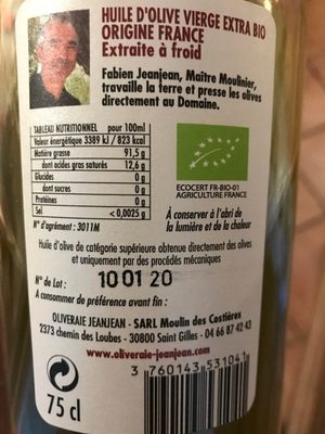 Huile d'olive cuvée anais - Ingredients - fr