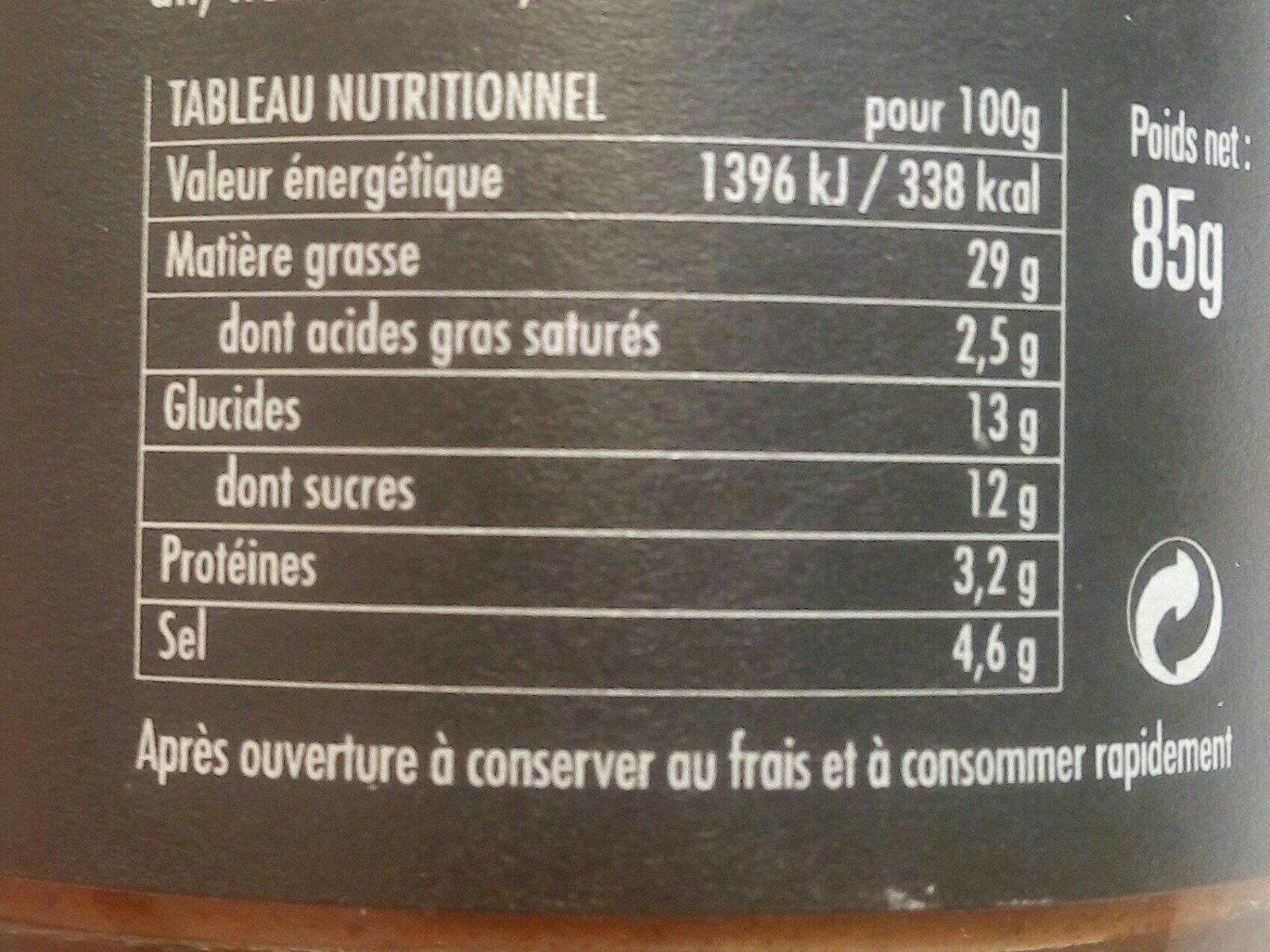 Tomate séchée au Basalic - Nutrition facts - fr