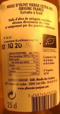 Huile d'olive vierge - Nutrition facts - fr