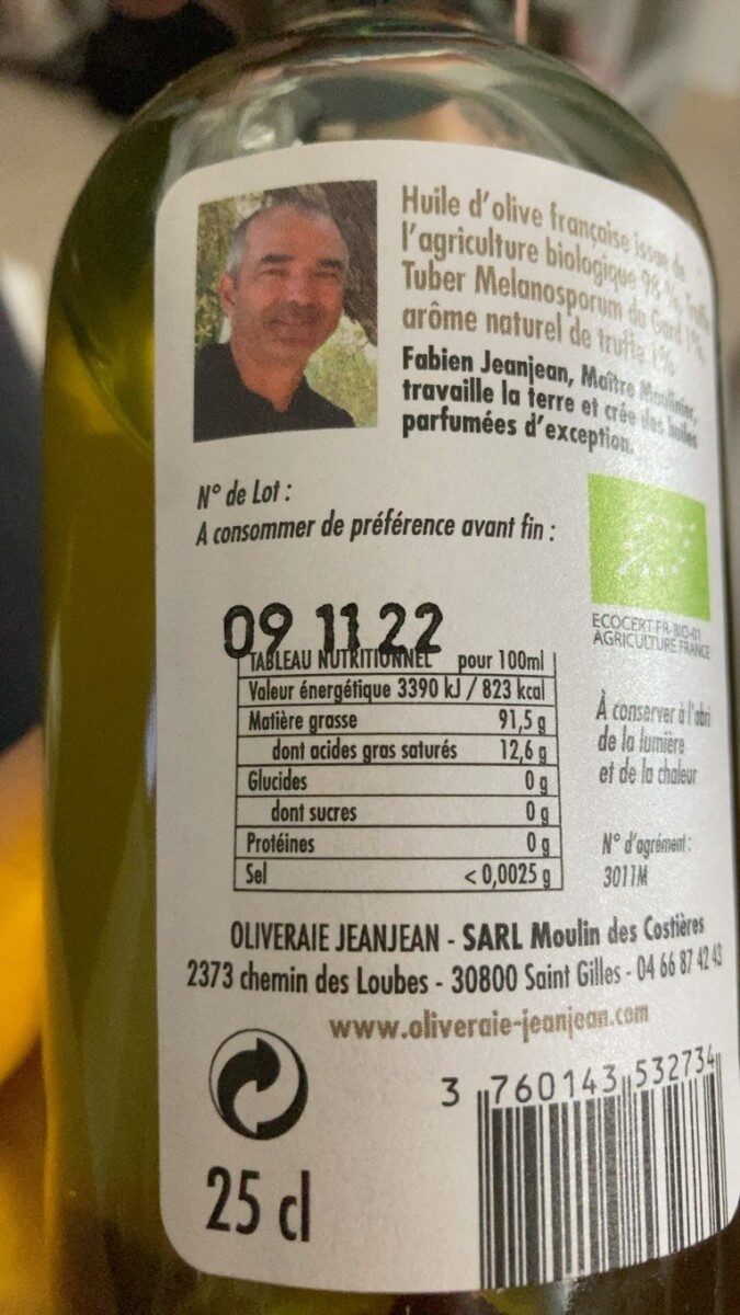 Huile d'olive truffe - Nutrition facts - fr