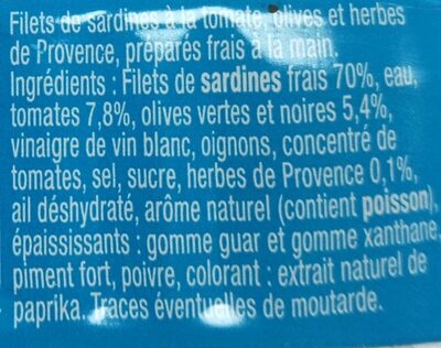 Filets de sardine à la Provençale (sans huile) - Ingredientes - fr