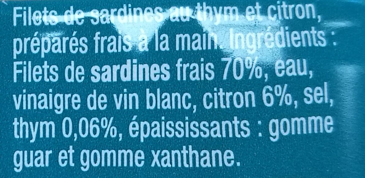 Filets De Sardines Sans Huile Au Thym Et Citron - Ingrédients