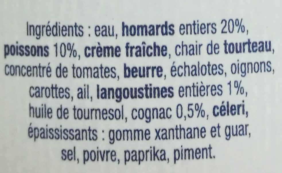 Bisque de Homard au cognac - Ingredients - fr