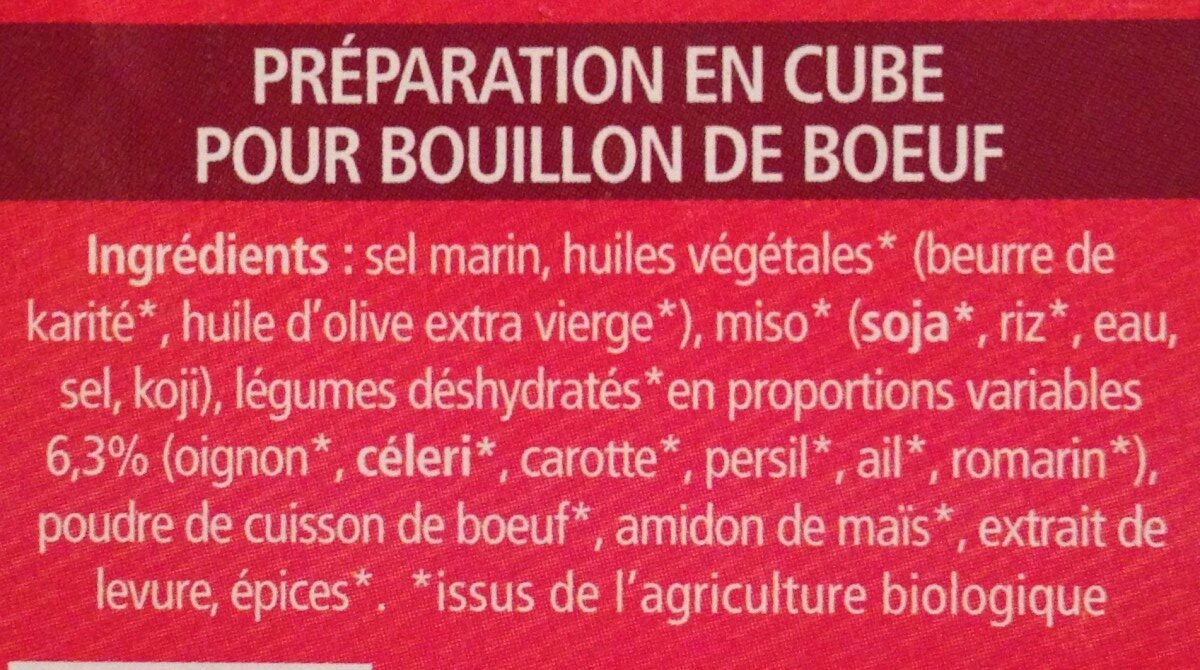 Bouillon en cube de boeuf - Ingrédients