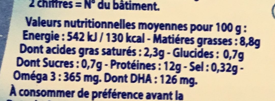 Gros oeufs frais Première Fraîcheur - Tableau nutritionnel