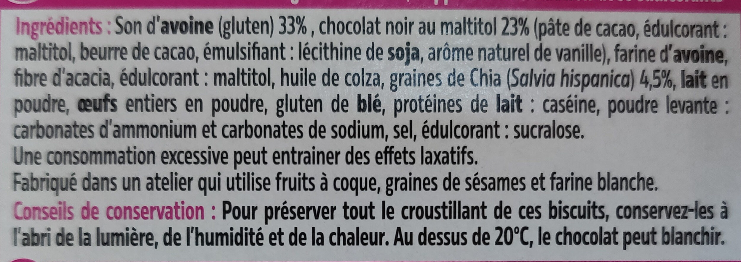 Biscuits nappés de chocolat - Ingredienser - fr