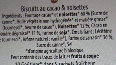 Goûtine cacao & noisettes - Ingrediënten - fr