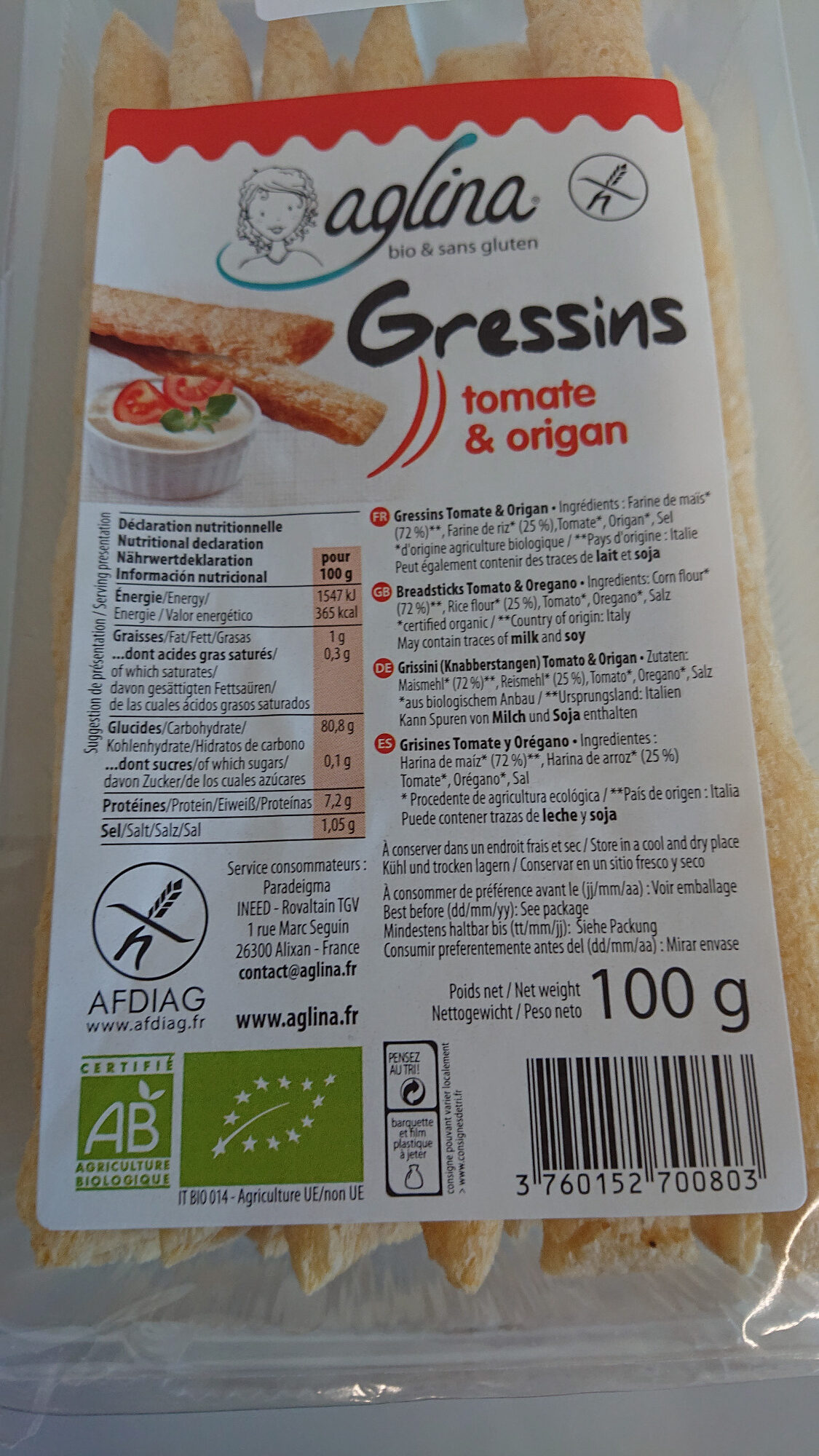 Gressins Tomate Origan - Product - fr