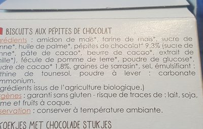 Sables pépites de chocolat - Ingredientes - fr