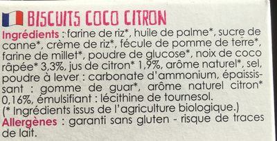Biscuits coco citron - Ingredients - fr