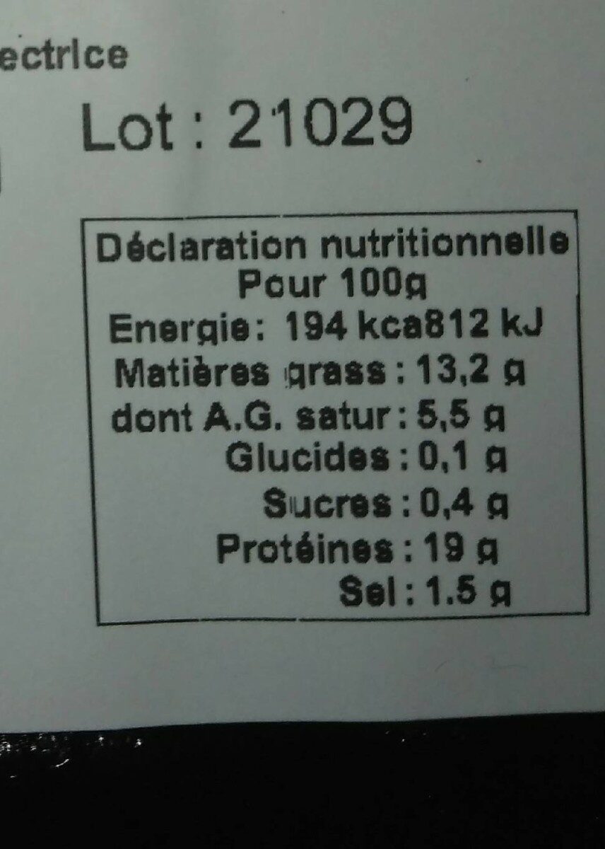 Chipolatas Charcuterie Rey - Nutrition facts - fr