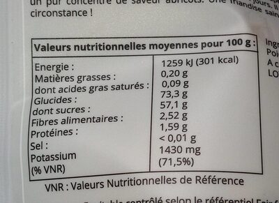 Abricots d'Orient - Nutrition facts - fr