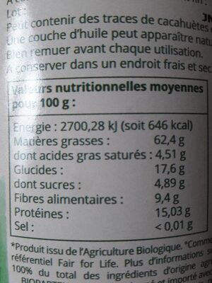 Purée de noisettes de Turquie - Nutrition facts - fr