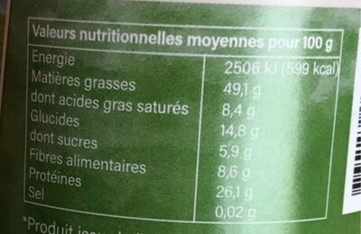 Purée de cacahuète bio - Nutrition facts - fr