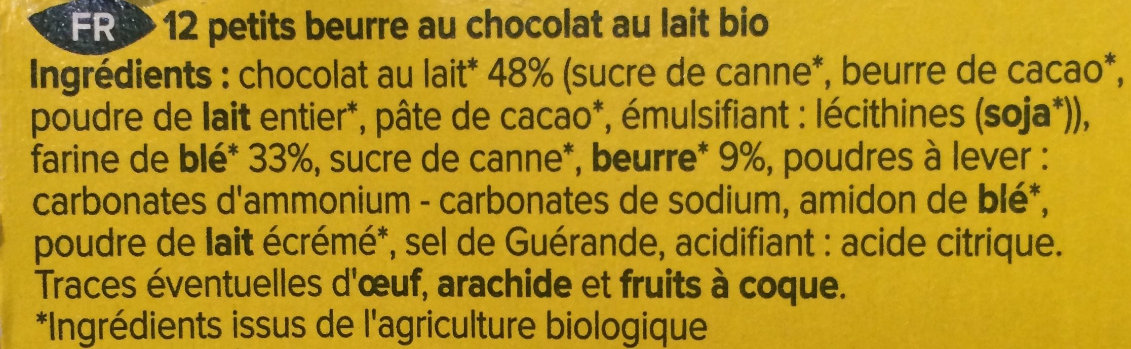 Petit beurre chocolat au lait bio - Ingrédients