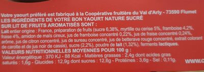 Yaourt de Savoie sur lit de fruits - 营养成分 - fr