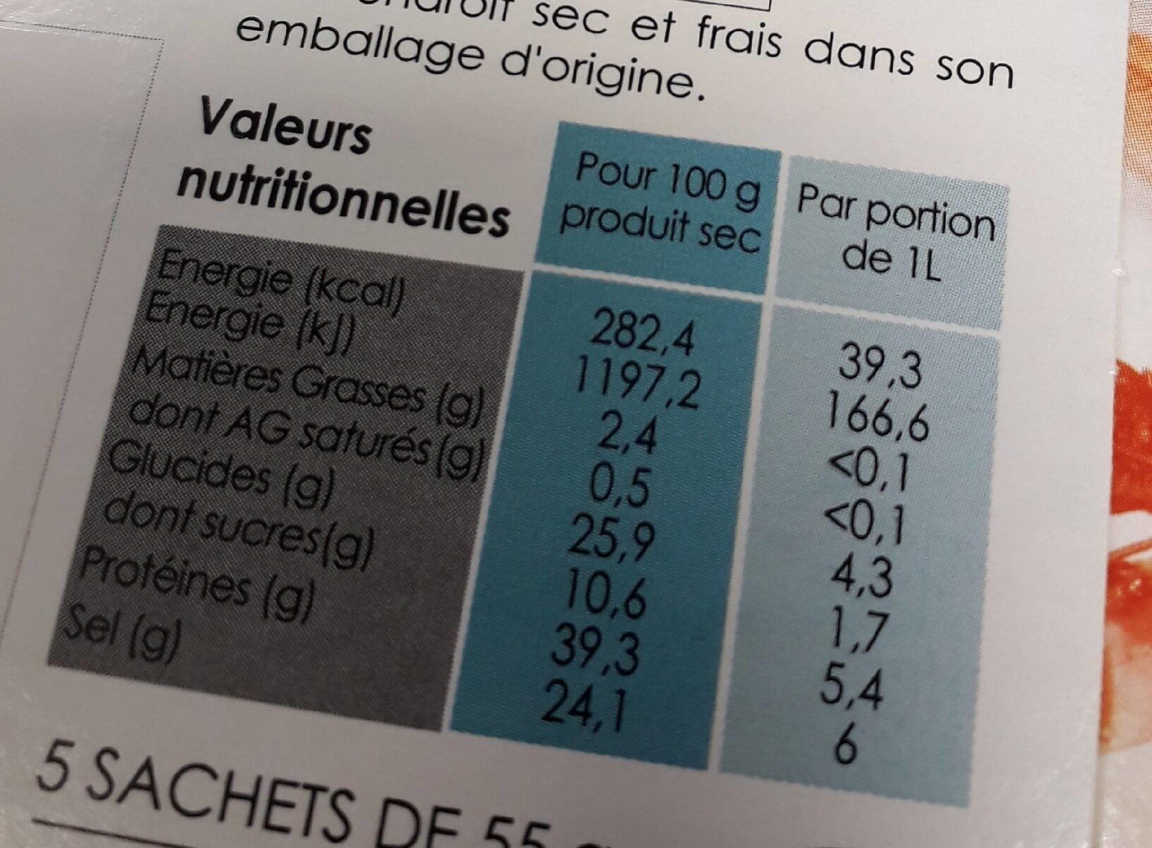 Bouillon de crustacés - Nutrition facts - fr