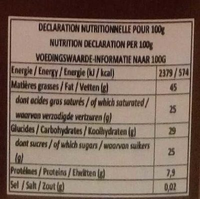 Hot Chocolate - Chocolat Noir Noix Noisette - Nutrition facts - fr