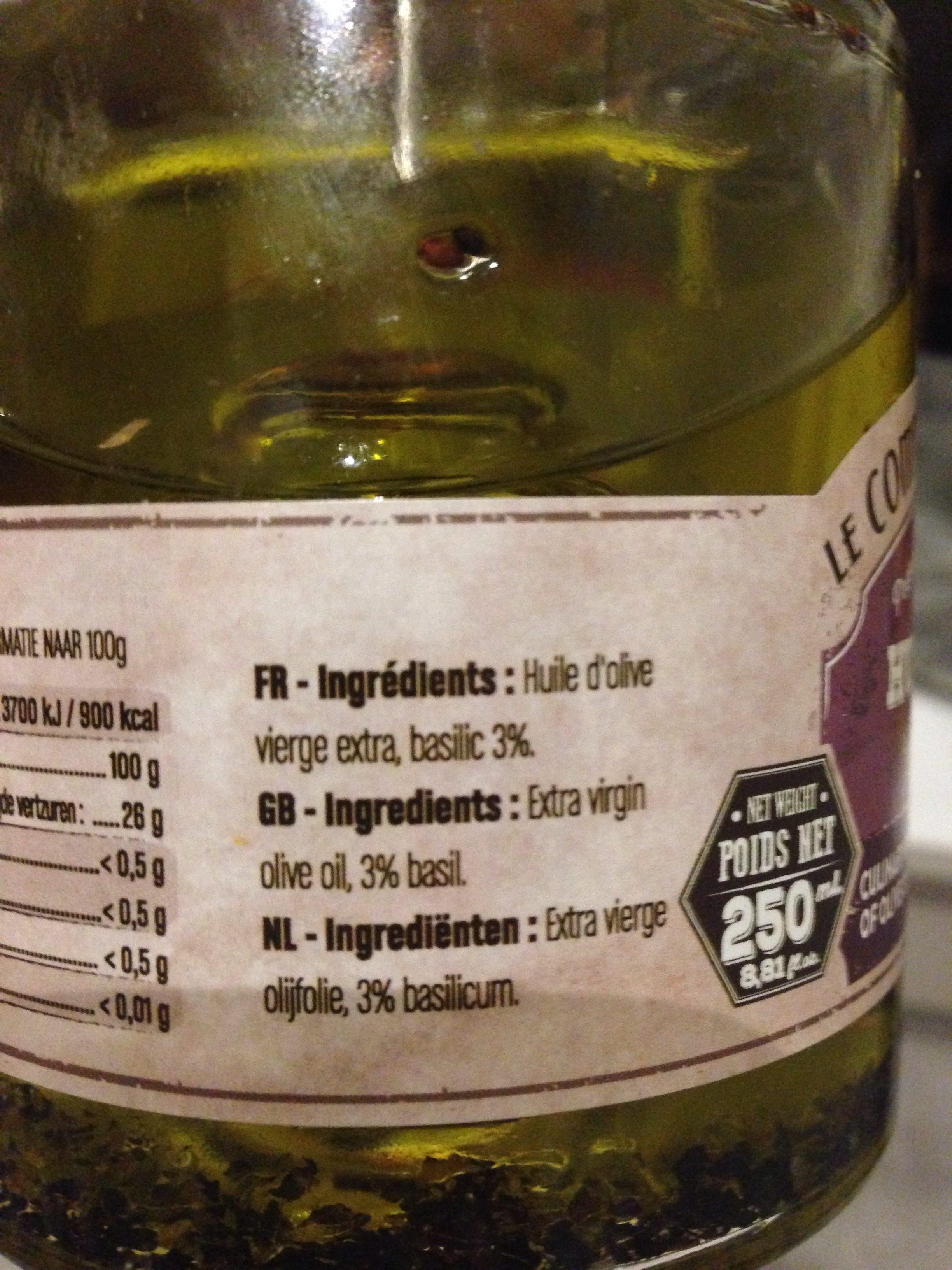 Huile D'olives Basilic - Ingredients - fr