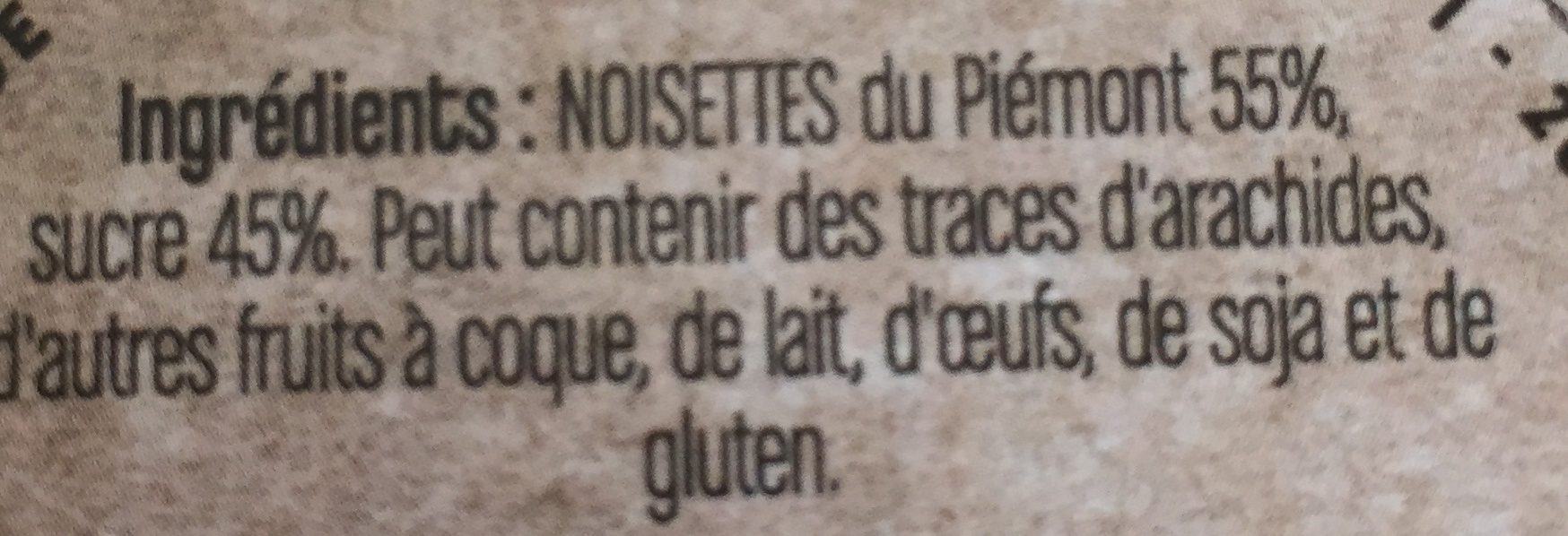 Praliné à tartiner noisettes du Piémont - Ingredients - fr