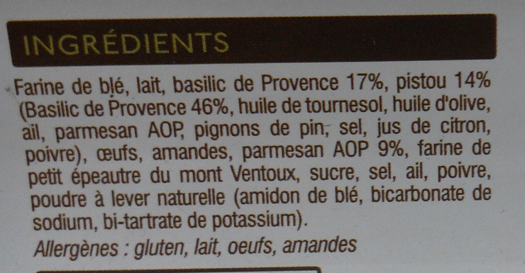 Croquants basilic parmesan - Ingrédients