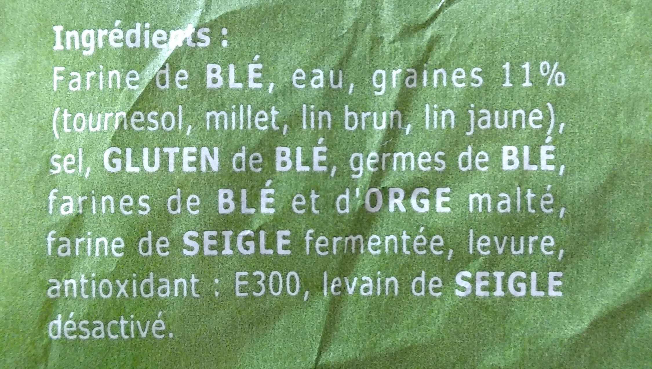 Pavé Honorin céréales - Ingredients - fr