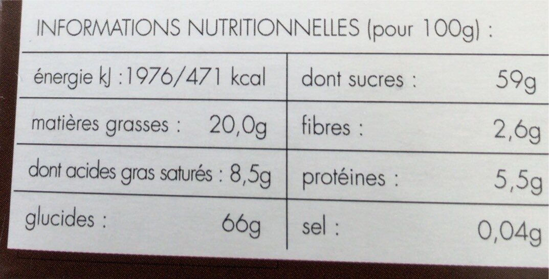 Biscuit crousti'noisette - Nutrition facts - fr