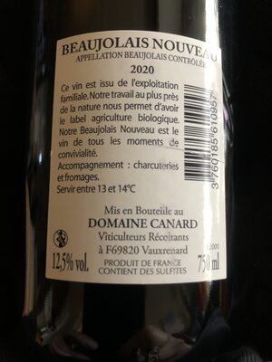 Canard Beaujolais Nouveau - Ingredienser - fr