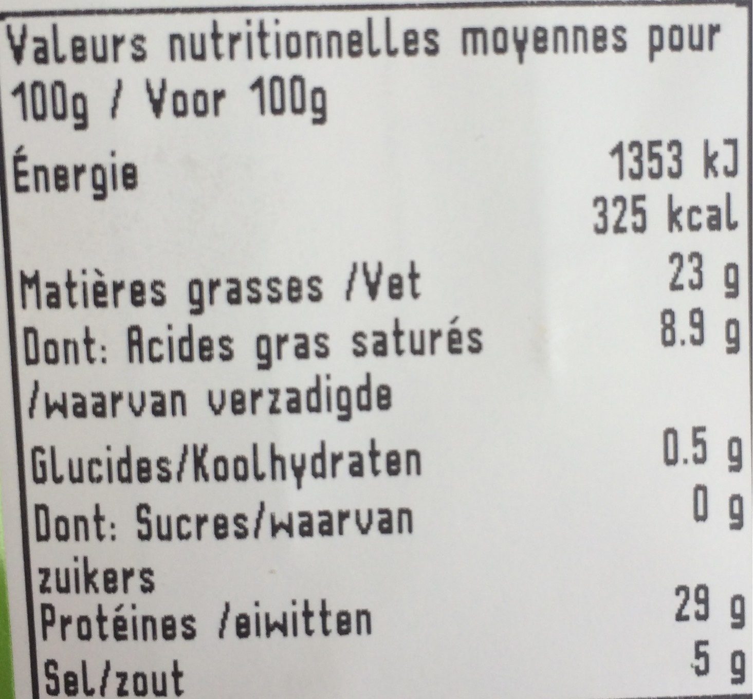 Jambon Speck - Nutrition facts - fr