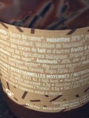 Délice à tartiner noisettes & cacao - Ingrediënten - fr