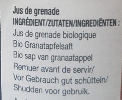 100% pur jus de Grenade - Ingredients - fr