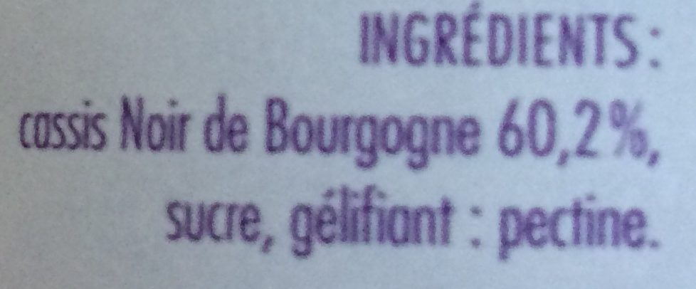 Confiture de cassis noir de bourgogne - Ingredients - fr