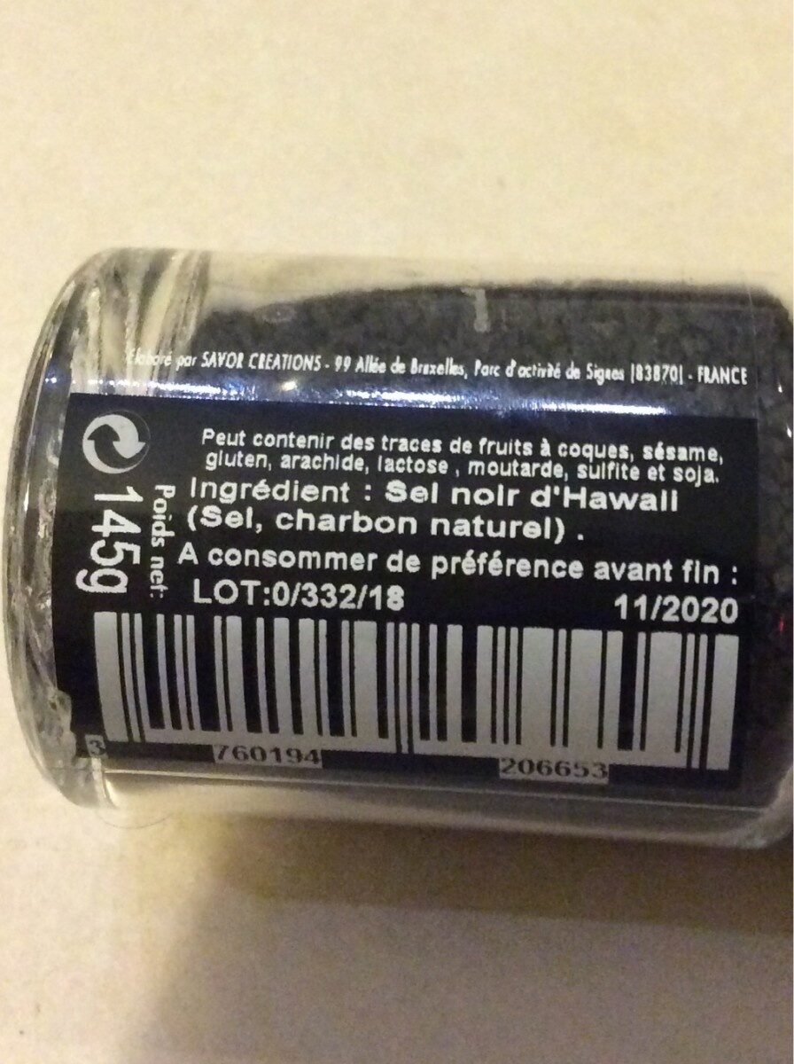 Sel Noir D'hawaï - 145G - Ingredients - fr
