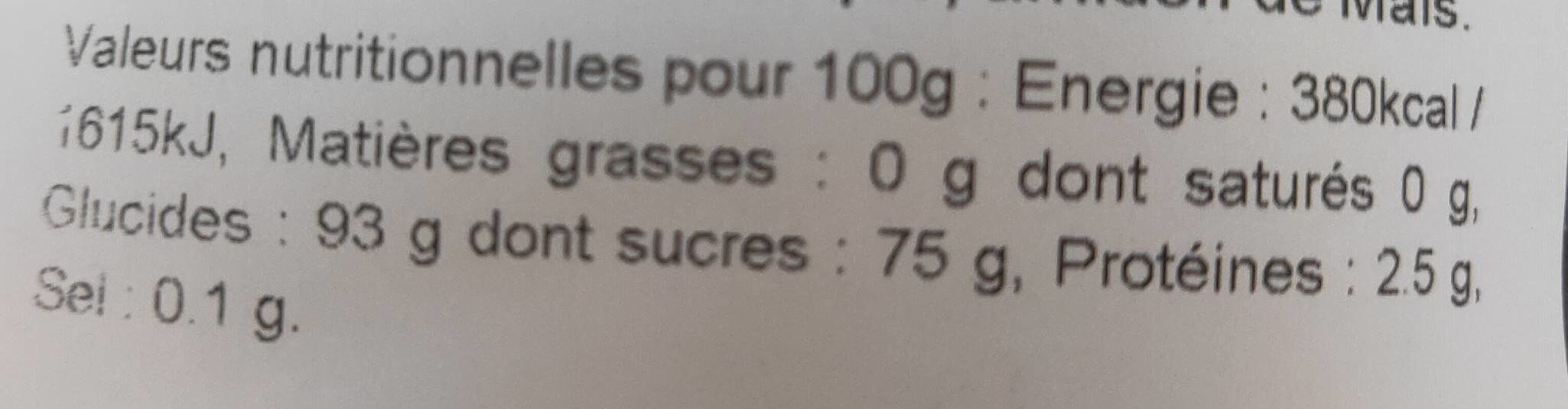 Sucralys - Nutrition facts - fr