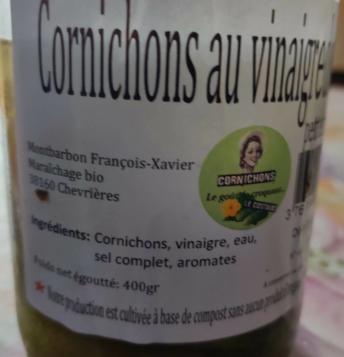 Cornichons au vinaigre doux - Tableau nutritionnel