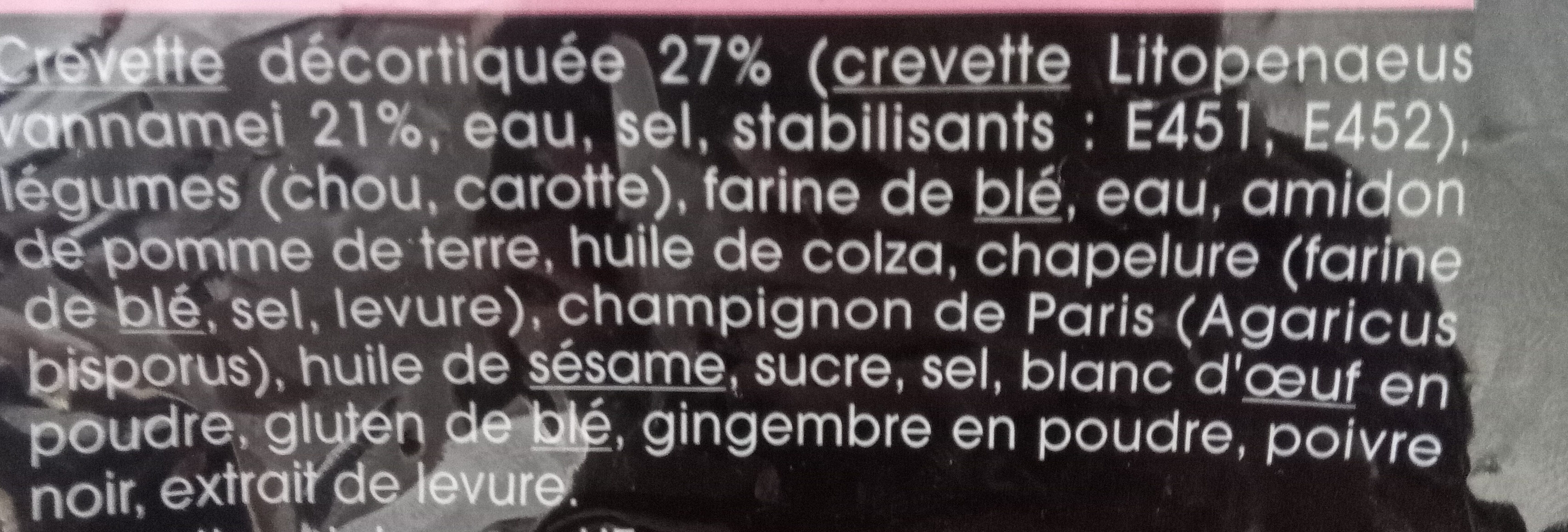 Gyoza crevettes - Ingrédients