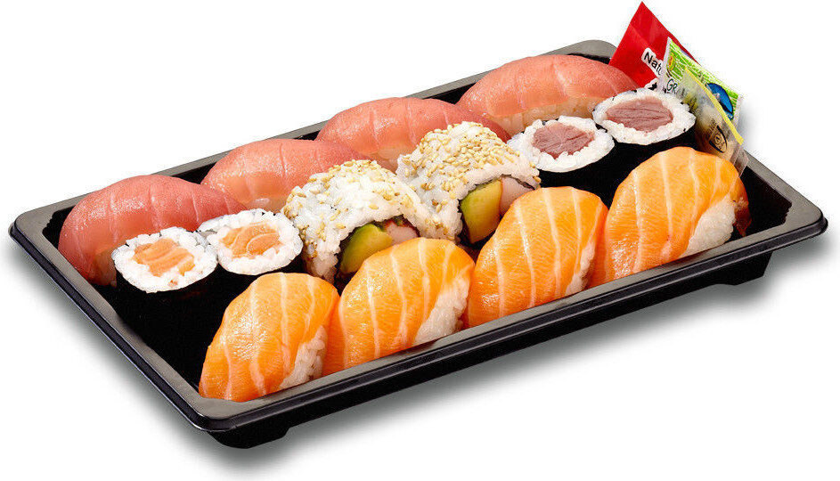 Menu three sushi salmone sushi tonno california roll maki tonno - Product - fr