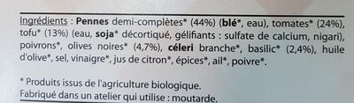 Ma Salade Bio, Penne demi-completes - Ingredienser - fr